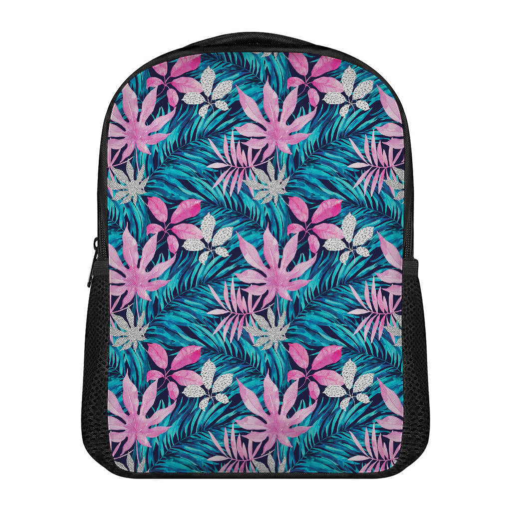 Blue And Pink Watercolor Hawaiian Print Casual Backpack