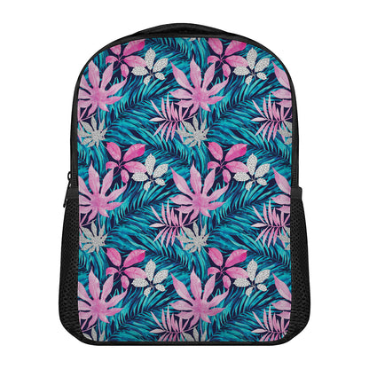 Blue And Pink Watercolor Hawaiian Print Casual Backpack