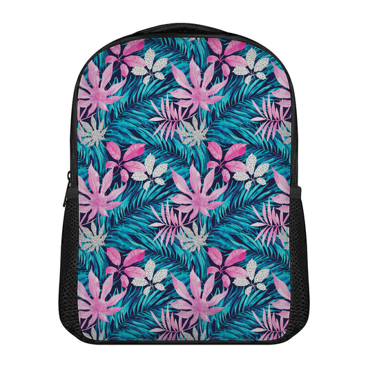 Blue And Pink Watercolor Hawaiian Print Casual Backpack