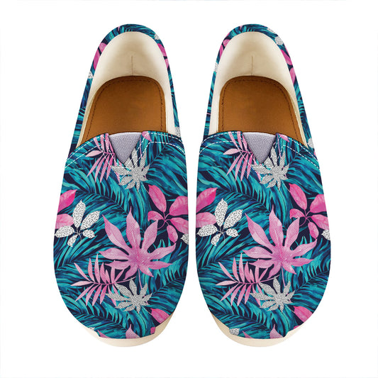 Blue And Pink Watercolor Hawaiian Print Casual Shoes