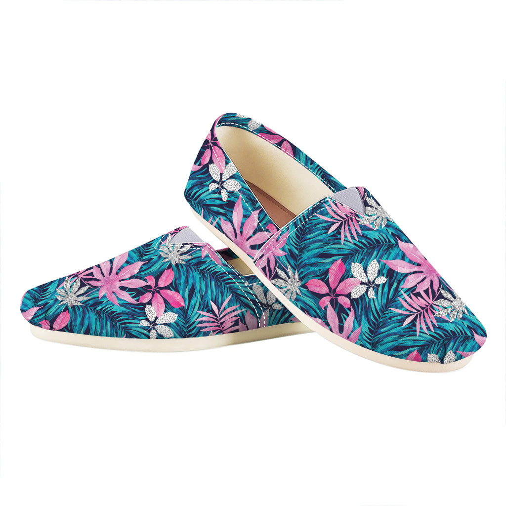 Blue And Pink Watercolor Hawaiian Print Casual Shoes