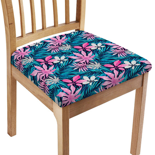 Blue And Pink Watercolor Hawaiian Print Chair Cushion Cover