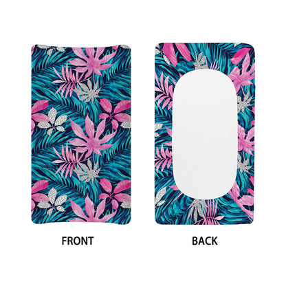 Blue And Pink Watercolor Hawaiian Print Changing Pad Cover