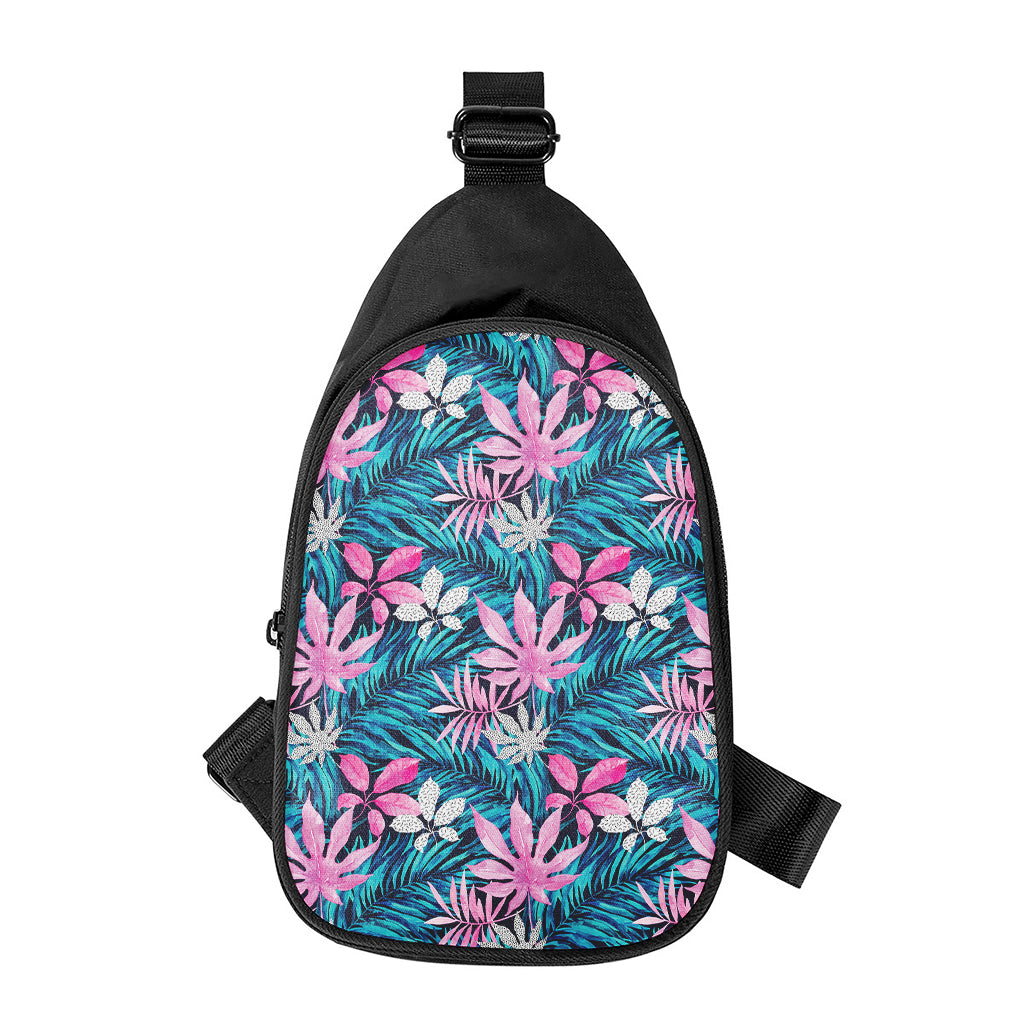 Blue And Pink Watercolor Hawaiian Print Chest Bag