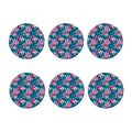 Blue And Pink Watercolor Hawaiian Print Coaster Set