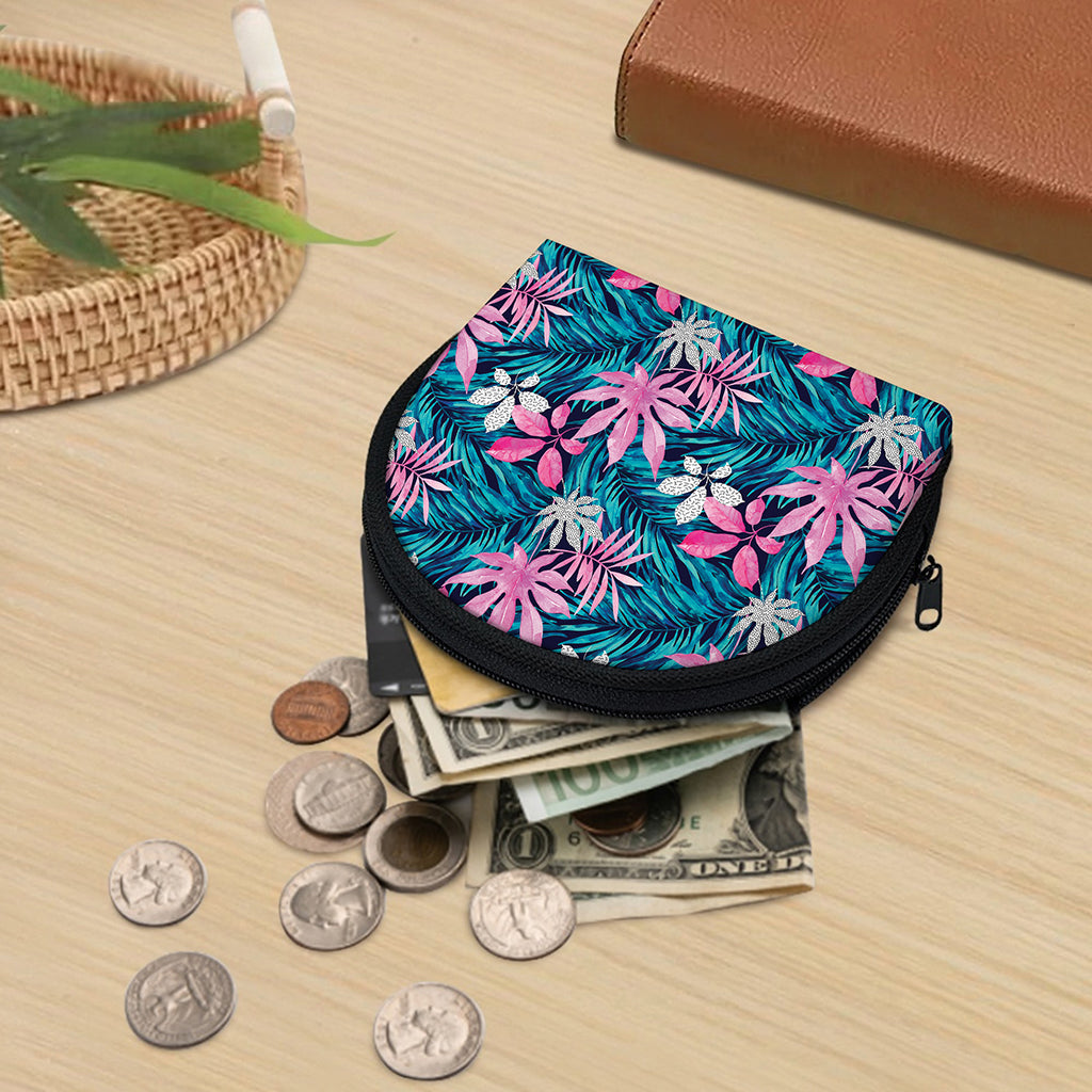 Blue And Pink Watercolor Hawaiian Print Coin Purse