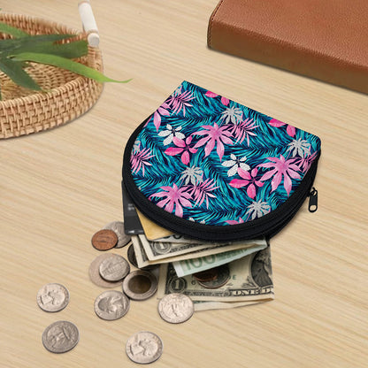 Blue And Pink Watercolor Hawaiian Print Coin Purse