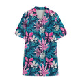 Blue And Pink Watercolor Hawaiian Print Cotton Hawaiian Shirt