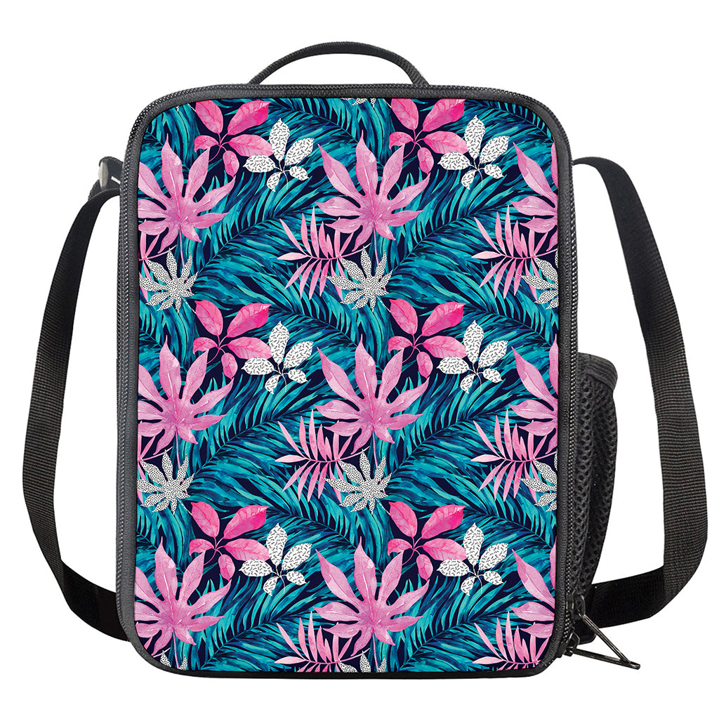 Blue And Pink Watercolor Hawaiian Print Crossbody Lunch Bag
