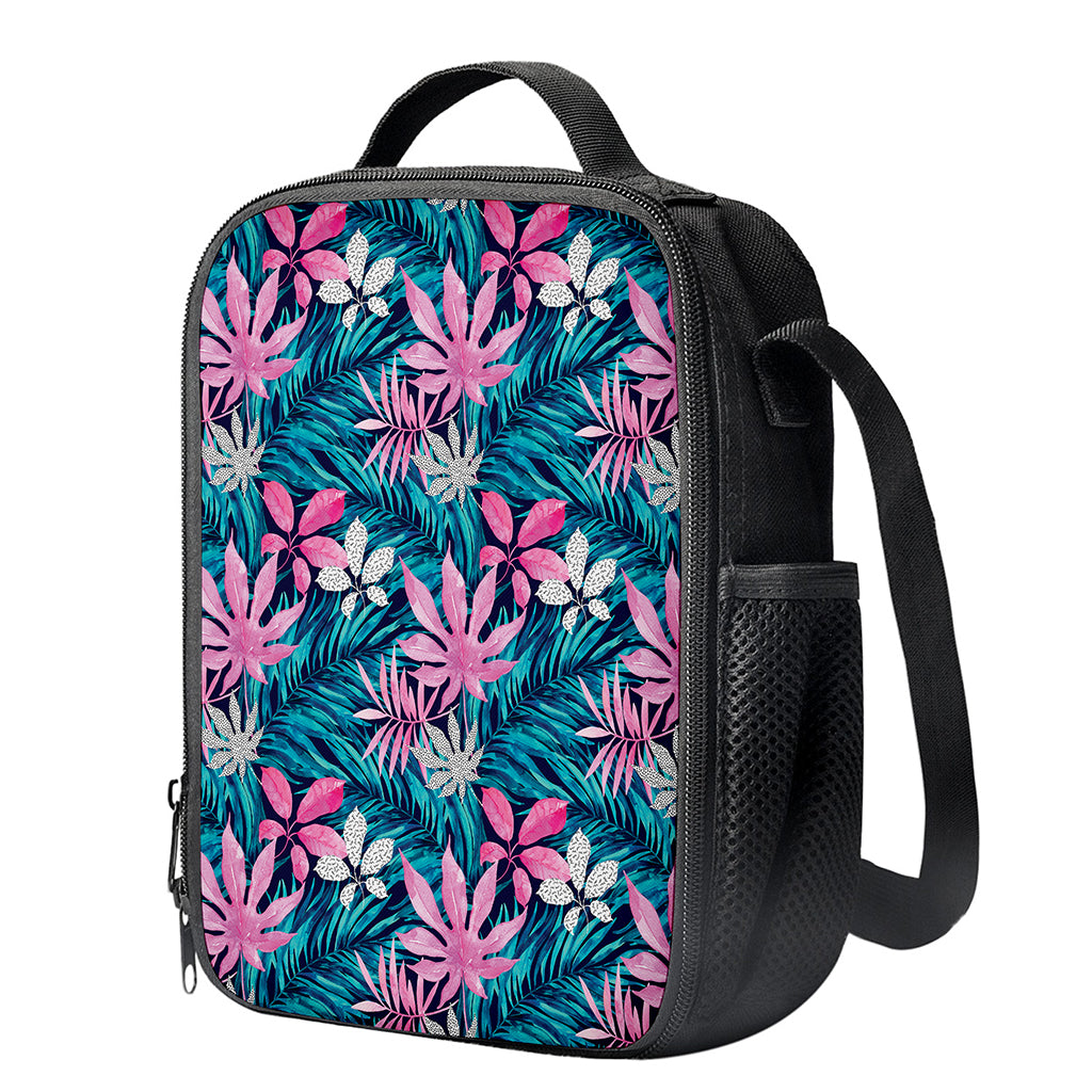 Blue And Pink Watercolor Hawaiian Print Crossbody Lunch Bag