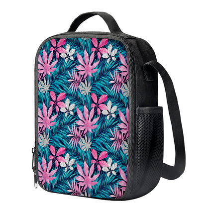Blue And Pink Watercolor Hawaiian Print Crossbody Lunch Bag