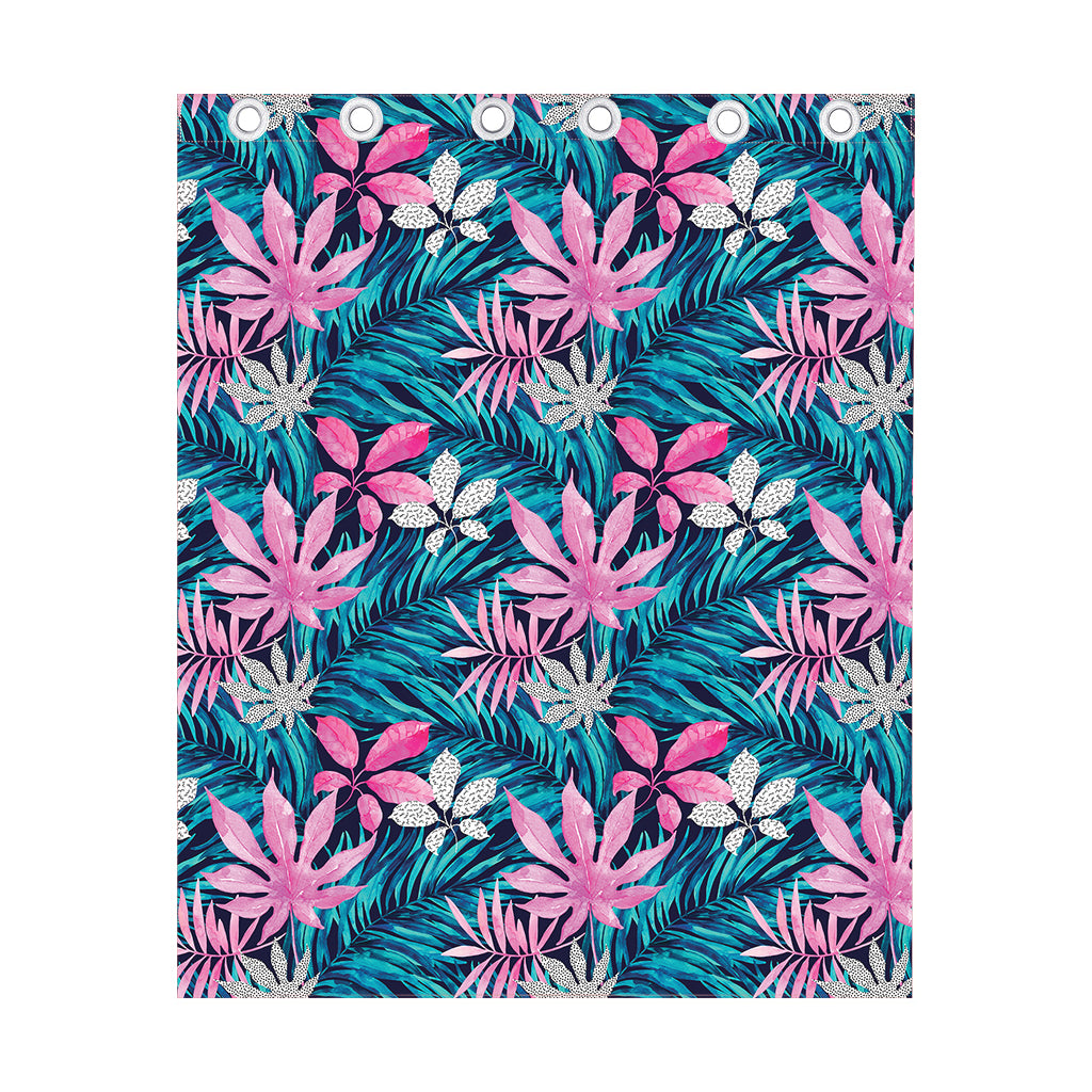 Blue And Pink Watercolor Hawaiian Print Curtain