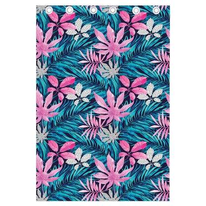 Blue And Pink Watercolor Hawaiian Print Curtain