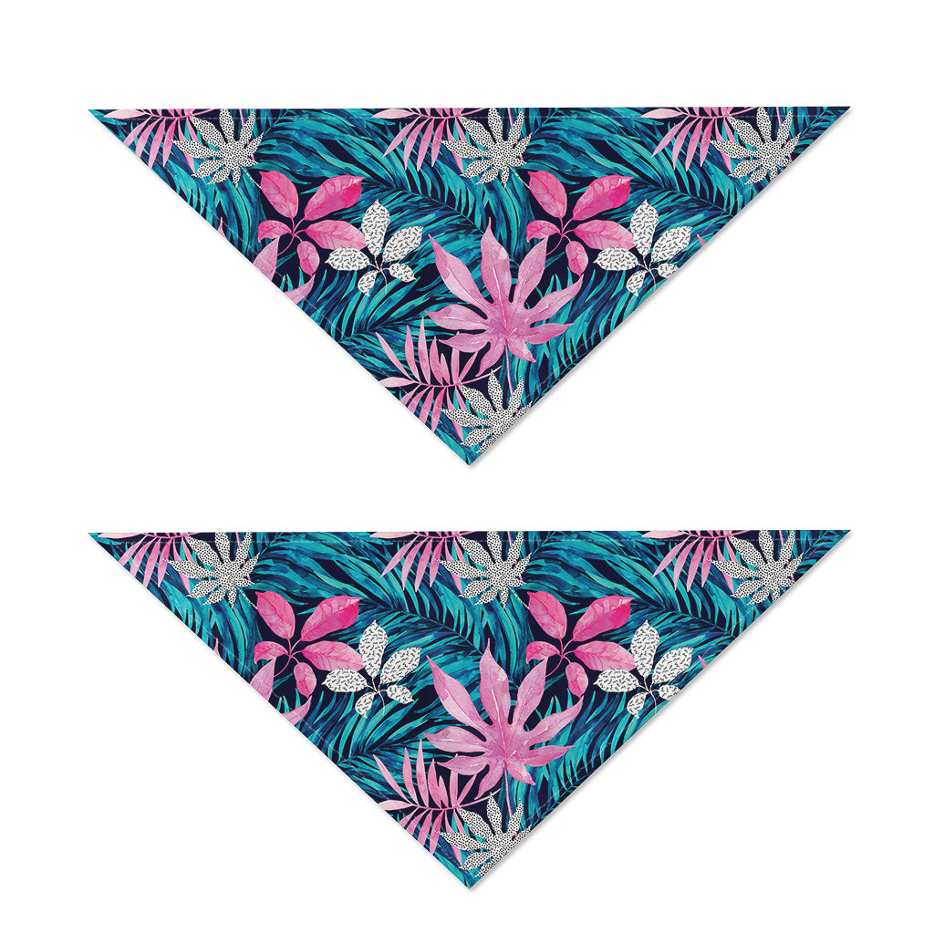 Blue And Pink Watercolor Hawaiian Print Dog Bandana