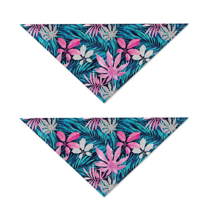 Blue And Pink Watercolor Hawaiian Print Dog Bandana
