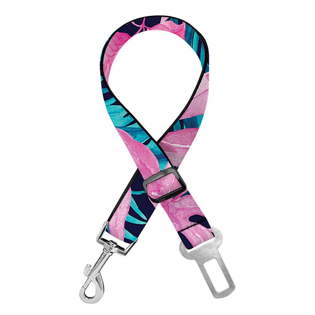 Blue And Pink Watercolor Hawaiian Print Dog Seat Belt