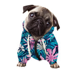 Blue And Pink Watercolor Hawaiian Print Dog Zip Up Hoodie
