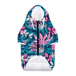 Blue And Pink Watercolor Hawaiian Print Dog Zip Up Hoodie