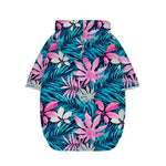 Blue And Pink Watercolor Hawaiian Print Dog Zip Up Hoodie