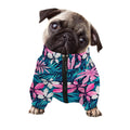 Blue And Pink Watercolor Hawaiian Print Dog Zip Up Jacket