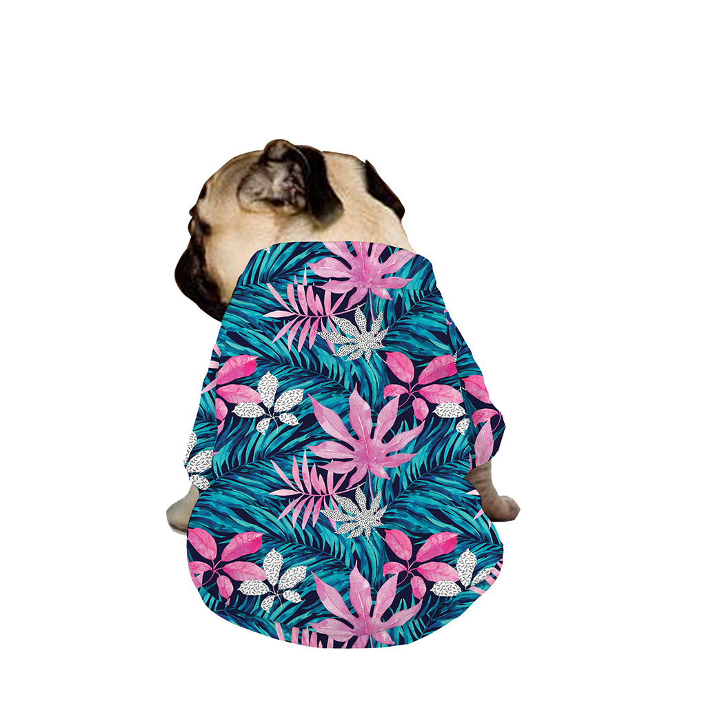 Blue And Pink Watercolor Hawaiian Print Dog Zip Up Jacket