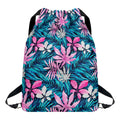 Blue And Pink Watercolor Hawaiian Print Drawstring Backpack