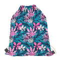 Blue And Pink Watercolor Hawaiian Print Drawstring Bag