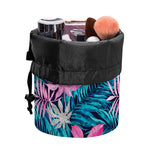 Blue And Pink Watercolor Hawaiian Print Drawstring Makeup Bag