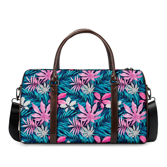Blue And Pink Watercolor Hawaiian Print Duffle Bag