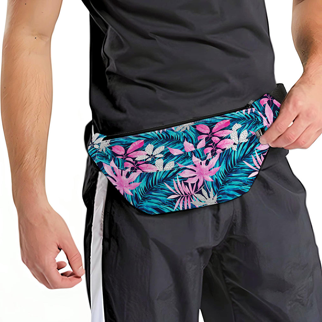 Blue And Pink Watercolor Hawaiian Print Fanny Pack