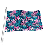 Blue And Pink Watercolor Hawaiian Print Flag