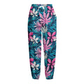 Blue And Pink Watercolor Hawaiian Print Fleece Lined Knit Pants