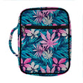 Blue And Pink Watercolor Hawaiian Print Front Pocket Bible Bag