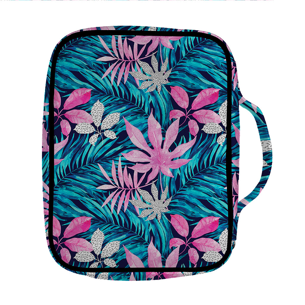 Blue And Pink Watercolor Hawaiian Print Front Pocket Bible Bag
