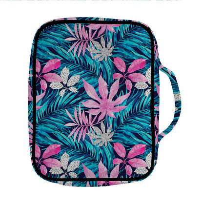 Blue And Pink Watercolor Hawaiian Print Front Pocket Bible Bag