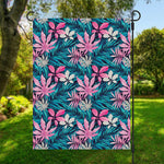 Blue And Pink Watercolor Hawaiian Print Garden Flag
