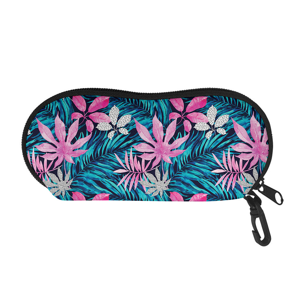 Blue And Pink Watercolor Hawaiian Print Glasses Case
