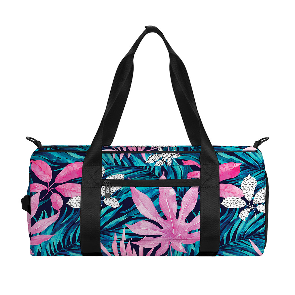 Blue And Pink Watercolor Hawaiian Print Gym Bag