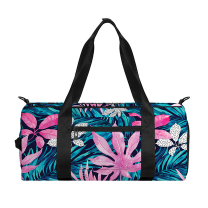 Blue And Pink Watercolor Hawaiian Print Gym Bag
