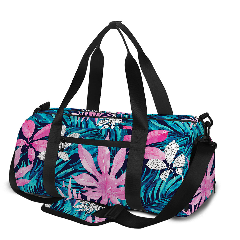 Blue And Pink Watercolor Hawaiian Print Gym Bag