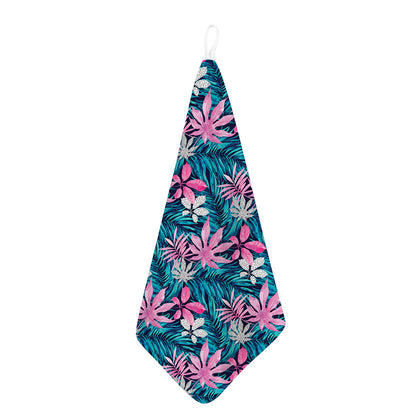 Blue And Pink Watercolor Hawaiian Print Hand Towel