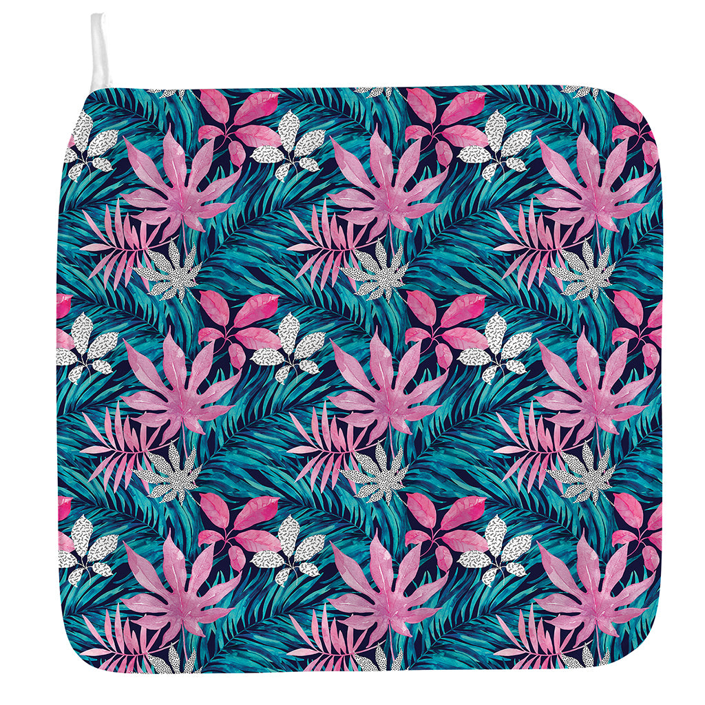 Blue And Pink Watercolor Hawaiian Print Hand Towel