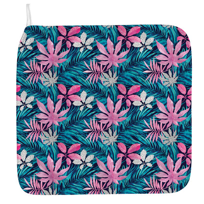 Blue And Pink Watercolor Hawaiian Print Hand Towel