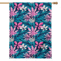 Blue And Pink Watercolor Hawaiian Print House Flag