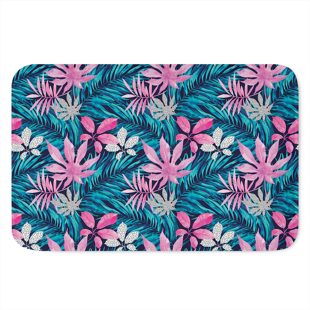 Blue And Pink Watercolor Hawaiian Print Indoor Door Mat