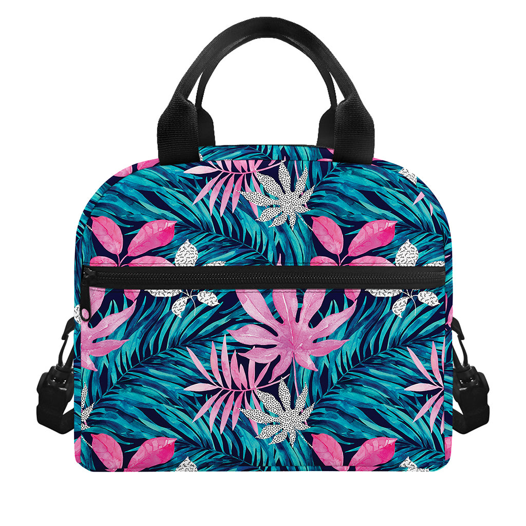 Blue And Pink Watercolor Hawaiian Print Insulated Lunch Bag