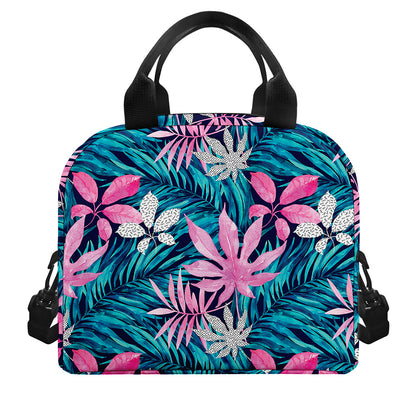 Blue And Pink Watercolor Hawaiian Print Insulated Lunch Bag
