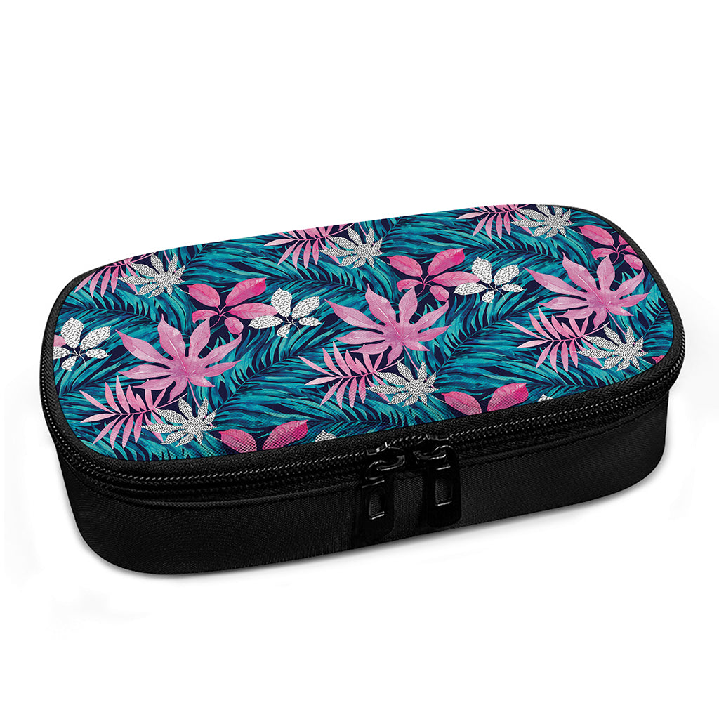 Blue And Pink Watercolor Hawaiian Print Insulin Cooler Travel Case