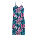 Blue And Pink Watercolor Hawaiian Print Jersey Midi Cami Dress