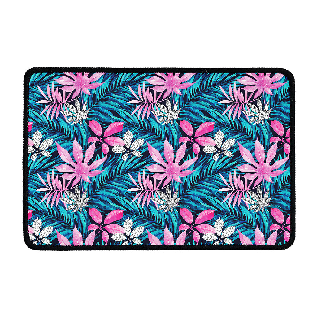 Blue And Pink Watercolor Hawaiian Print Kitchen Mat